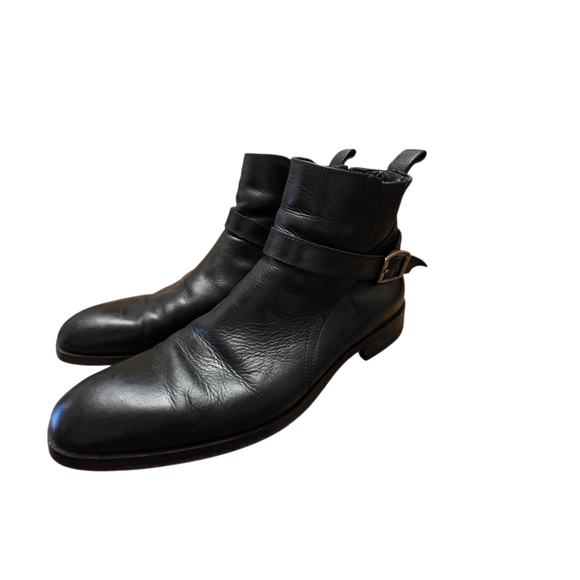 Donald J. Pliner Zaccaro Men's Black Leather Buckle Boots Size 9 - Picture 4 of 9